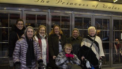 Marjorie and her group in front of the Royal Alexandra Theatre